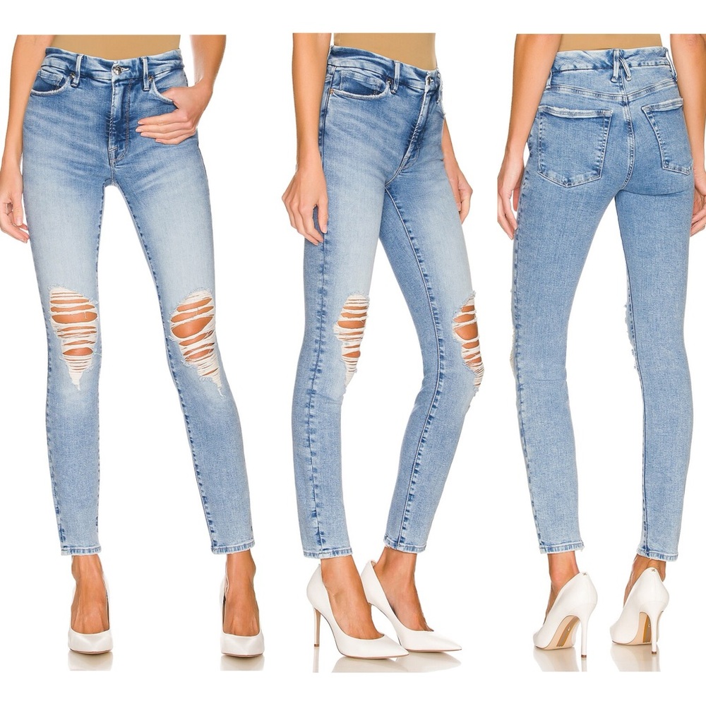 Good American Good Legs Ripped Jeans Indigo Size 4